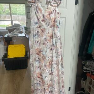 Floral Ruffle Sleeve Maxi Dress